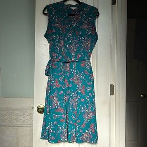 Nanette Lepore Teal Floral Midi Dress